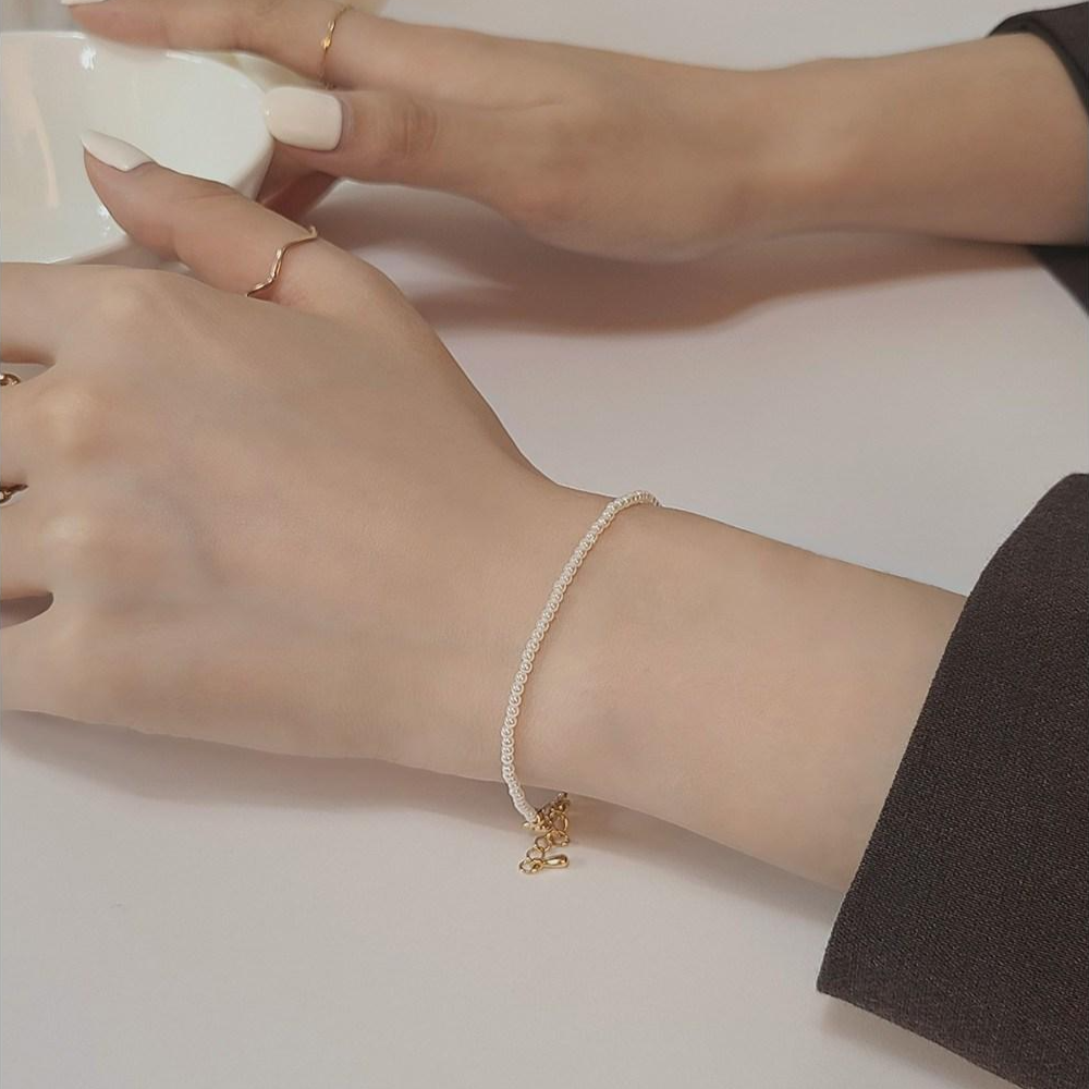 초콜리트쥬얼리 [무배] 에이런 2mm 밥풀 진주 미니 팔찌 발찌 3사이즈 11,900원