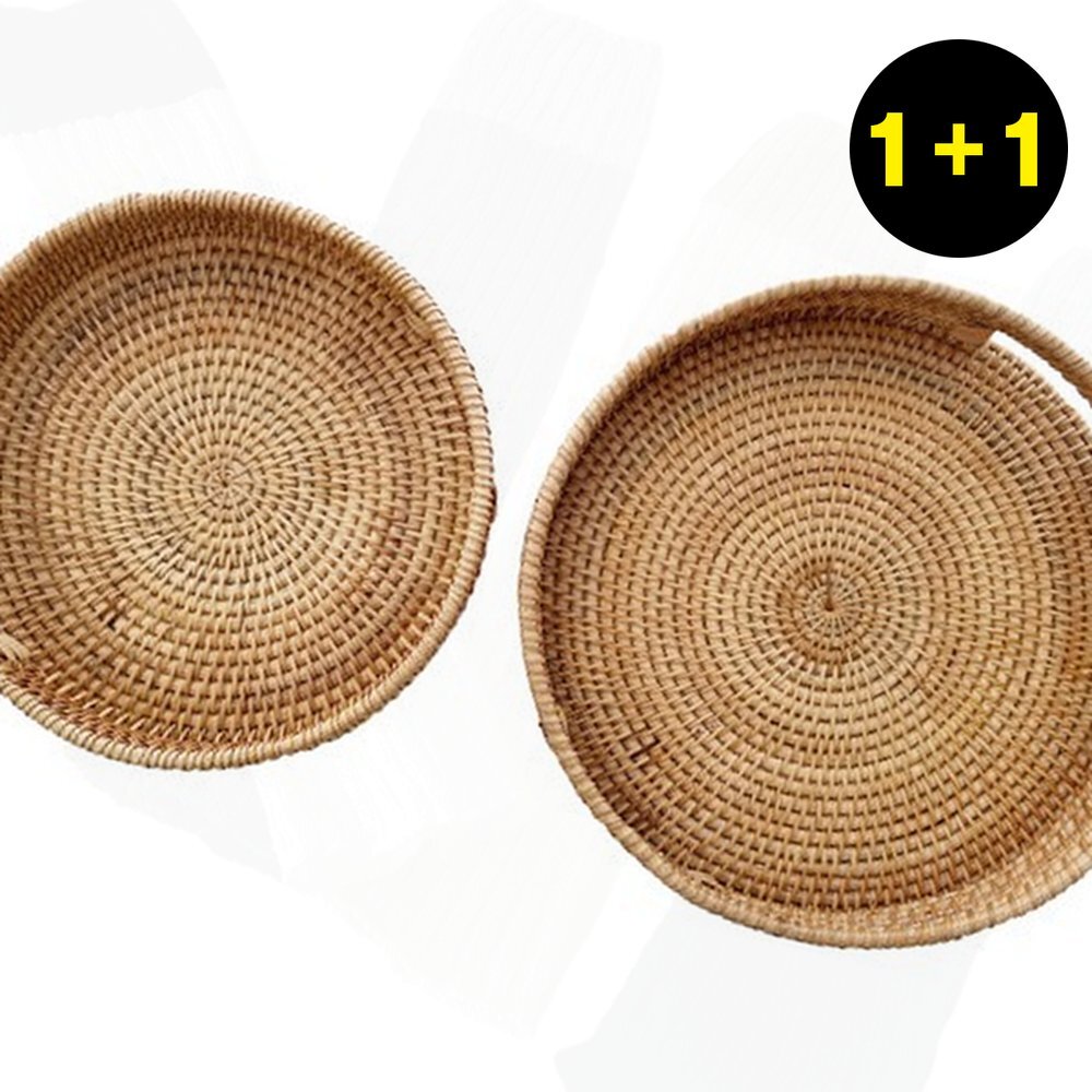 원형 라탄트레이 2개세트 베트남 수제 쟁반 과일바구니(1+1상품으로 주문수량의 2배수량 배송) 131,100원