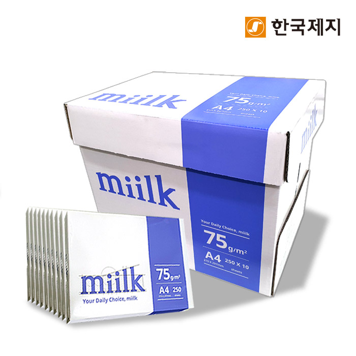 한국제지 밀크 A4 복사용지 75G (1박스/250매x10권) 28,900원