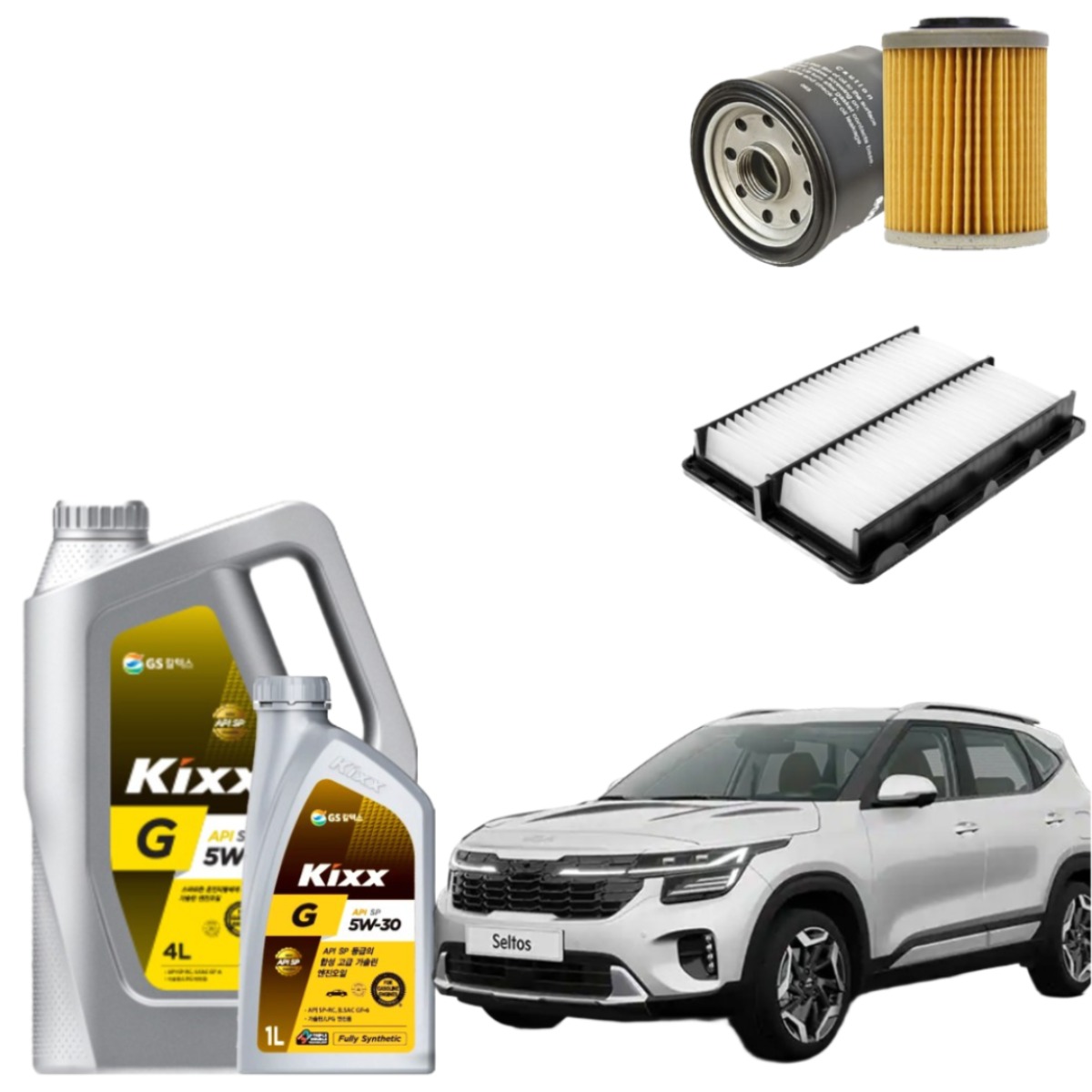 더뉴 셀토스 1.6 가솔린 터보 엔진오일세트 킥스G 에어필터 오일필터 순정 호환형, 5L, 5w30, 1세트 43,890원