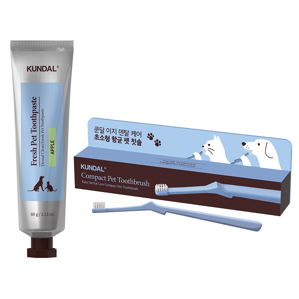 쿤달 반려동물 칫솔 + 치약 60g 세트 사과향 12,900원