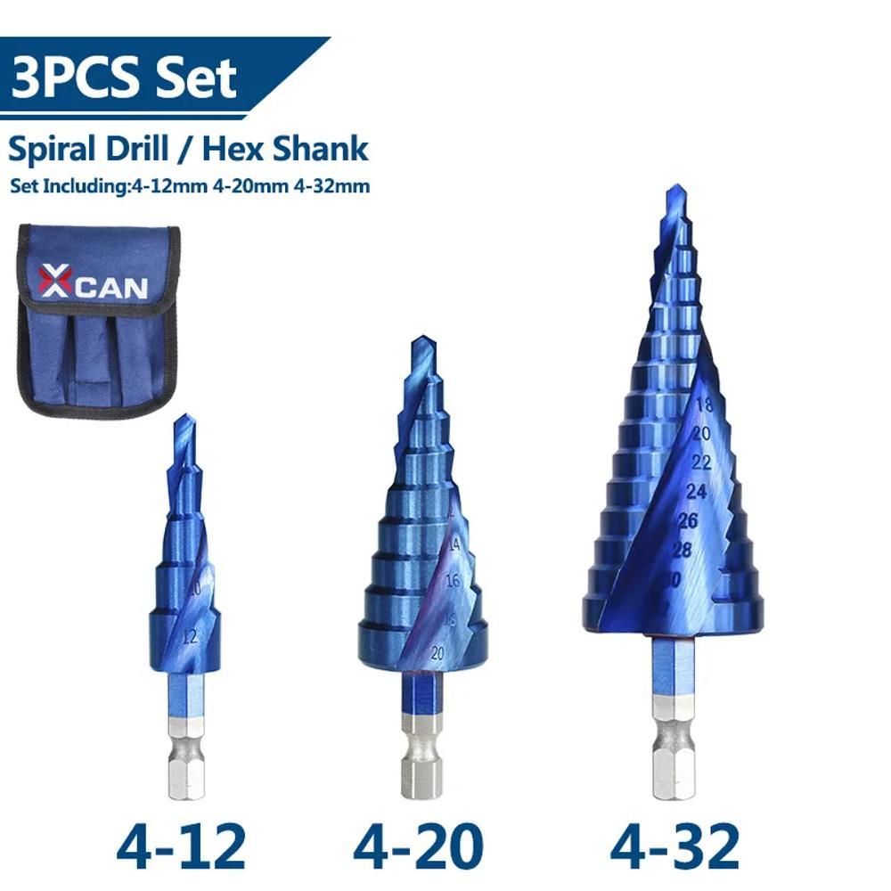 DARAM XCAN 금속 드릴 나노 블루 코팅 스텝 비트 드릴링 도구 HSS 목재 홀 커터 콘 432mm 25,000원