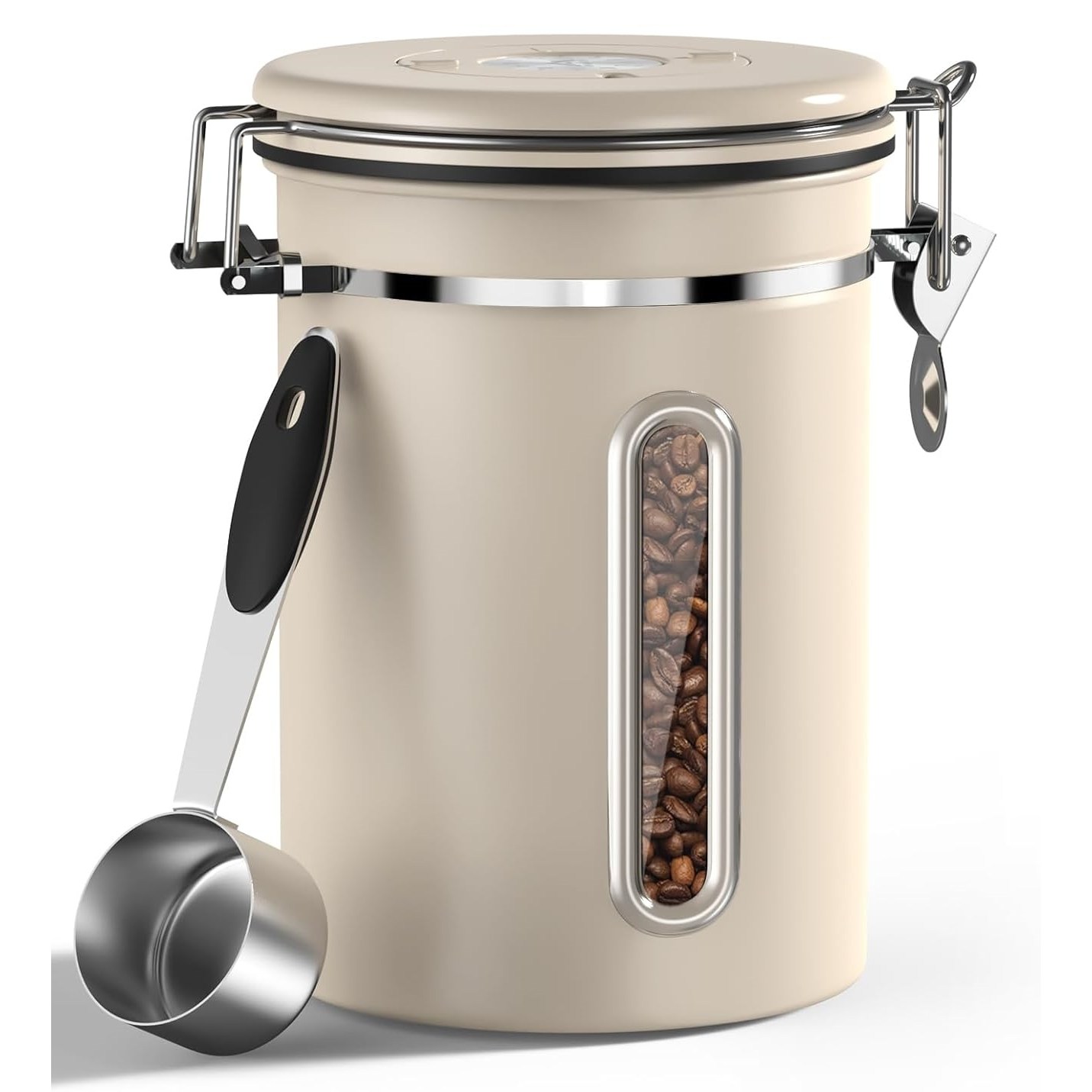 원두보관 커피통, 밀폐형 리스 스틸 주방 식품 보관함1500ML 원두 보관 밀폐용기 원두 통 밀폐용기 원두커피 보관 밀폐용기 원두커피보관용기 커피 보관 밀폐용기 커피콩 보관, 아이보리색(1500ML), 1개 27,830원