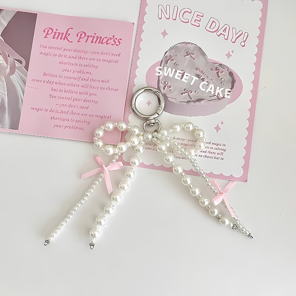 엘리다움 발레 리본 키링 발레코어 코케트 y2k 진주 로맨틱 열쇠고리 백꾸 백참, 1개, 트윈보우 8,900원