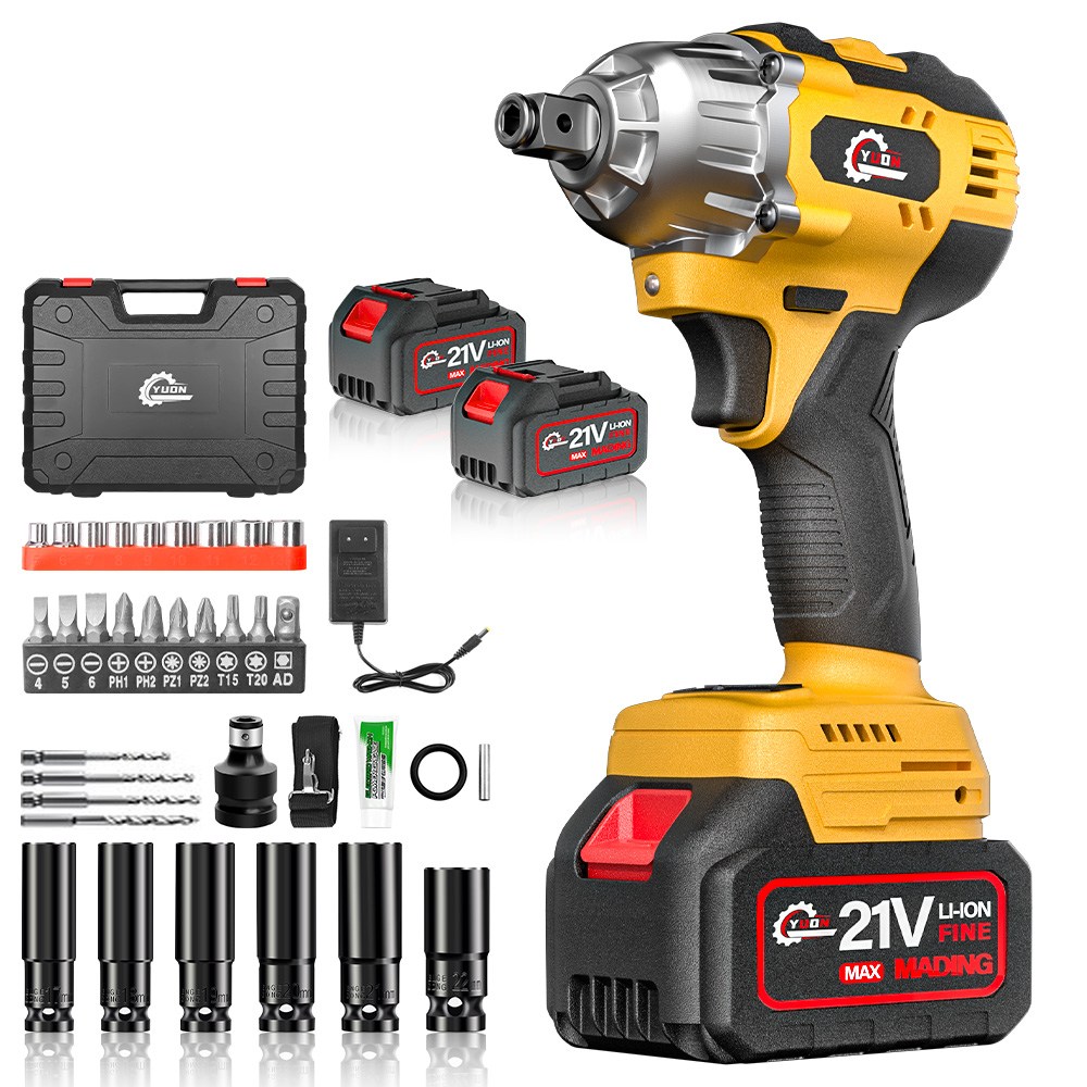 YUON 독일 기술 21V 300Nm 고출력 충전 임팩드릴 세트 전동 임팩 렌치 무단변속 충전 임팩 드릴 렌치 드라이버 전문가형 3.0Ah 배터리 2개 풀세트 69,000원