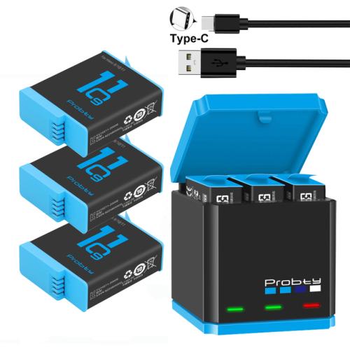 Probty 고프로 히어로 12 11 10 1850 mAh 배터리 및 LED 3 슬롯 충전기 스포츠 카메라 47,010원