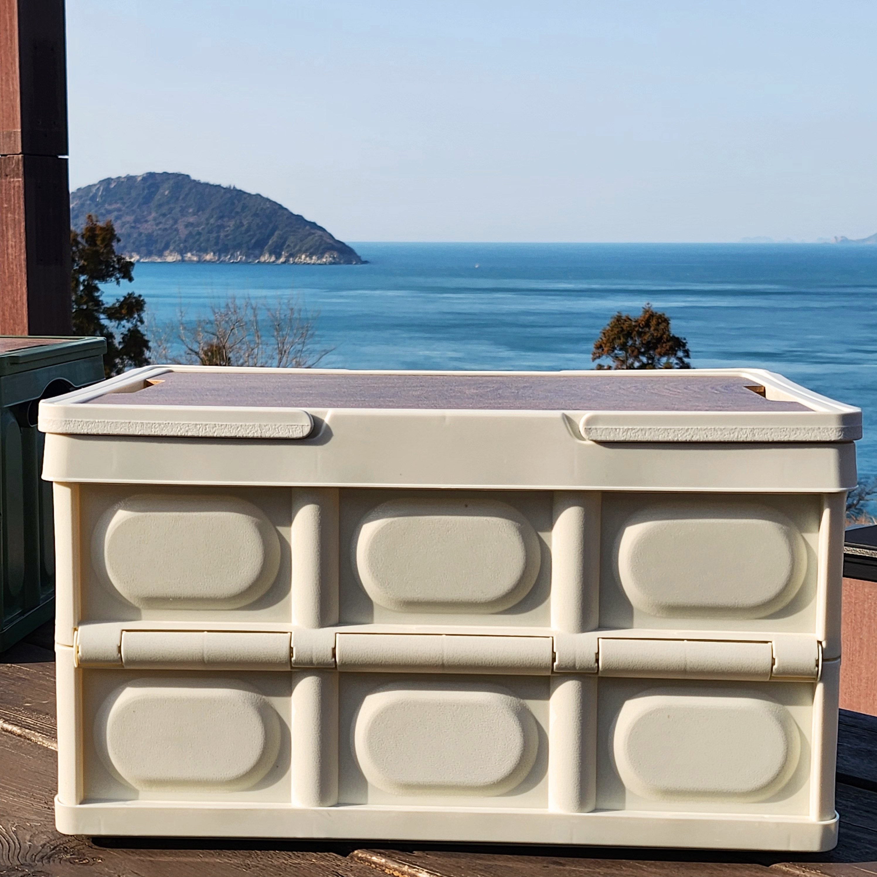 캠핑 폴딩박스 우드상판 테이블, 화이트 30,100원