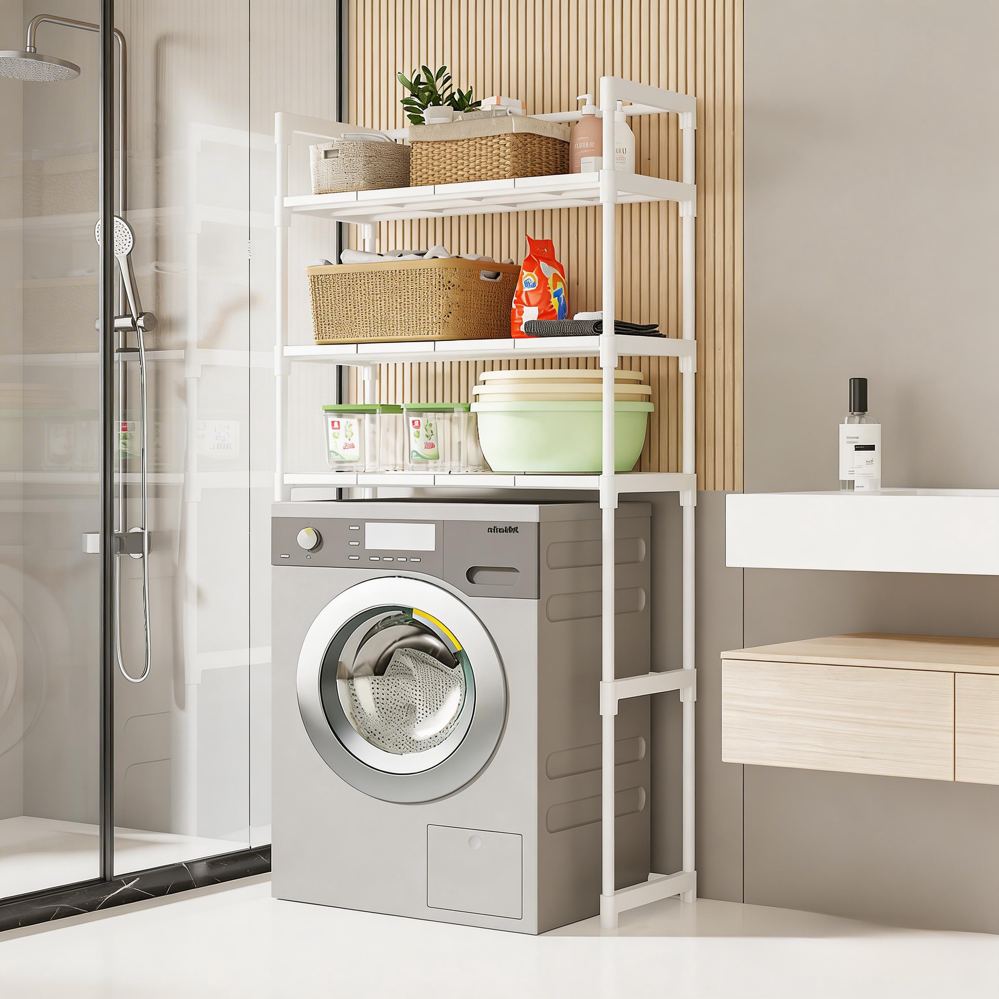 NEDYOU  3단 세탁기선반 탄탄하고 견고한 가정용 다용도 건조기 겸용 다용도 선반 수납정리선반 ZW-018 17,900원