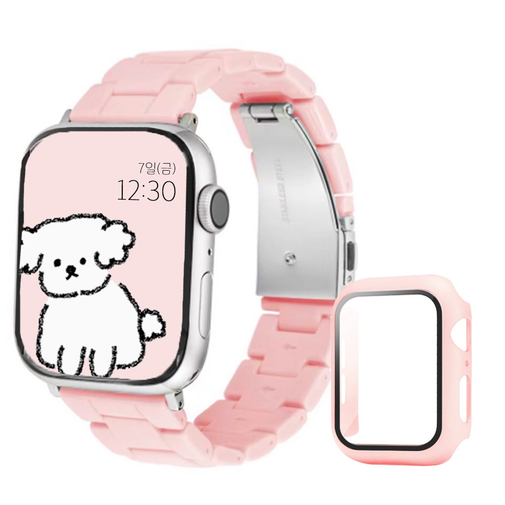 아이비온 애플워치 캔디 스트랩 밴드 + 풀커버 케이스 세트, 블라썸 14,900원