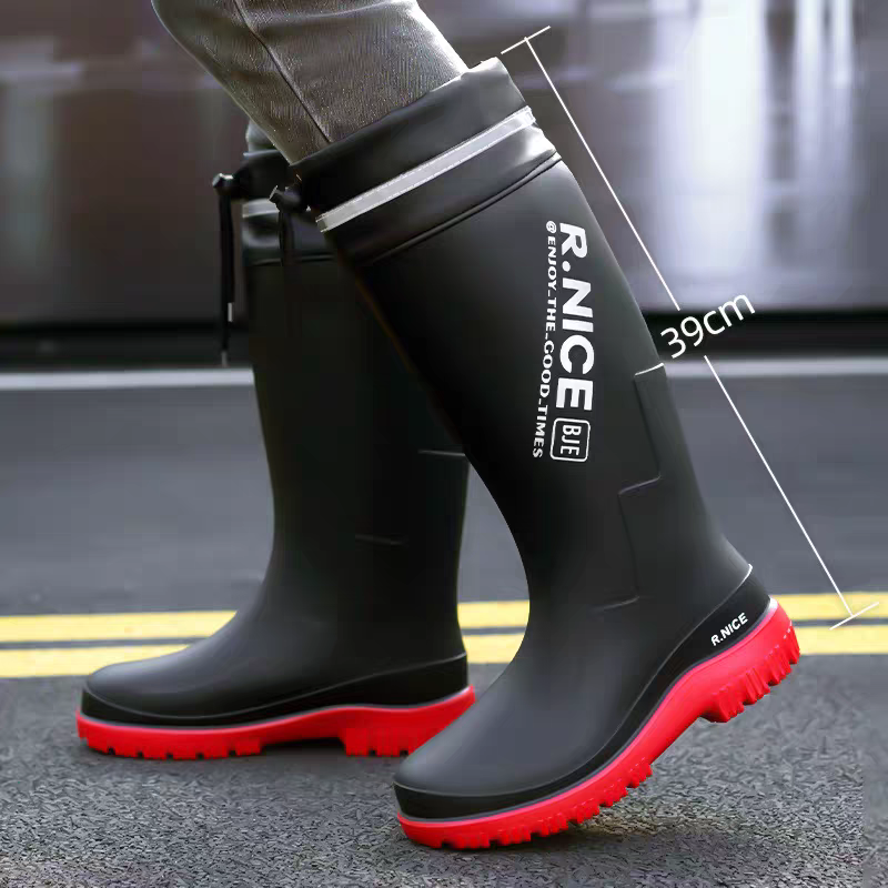 TIMEPURE 남성용 수축형 하이 레인부츠 신상 미끄럼방지 방수 장화 낚시 배달기사 작업화 전용 고무신 25,900원