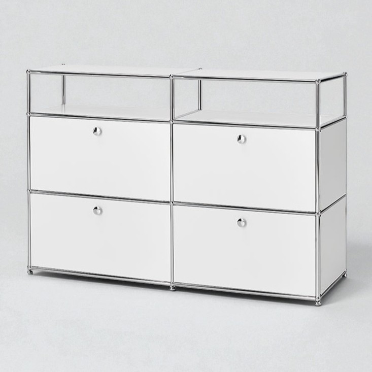 미드퍼 하이 더블2단 철제 미드센츄리 모듈 수납장 1500x400x990, 2단, 화이트 799,000원