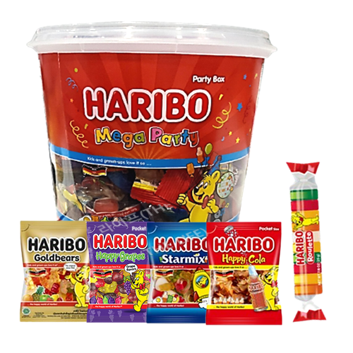 하리보 메가파티 1,000g 5가지맛/하리보 스타믹스, 룰렛, 콜라향, 골든베렌, 해피그레이프 젤리 + 미니손거을증정 54,900원