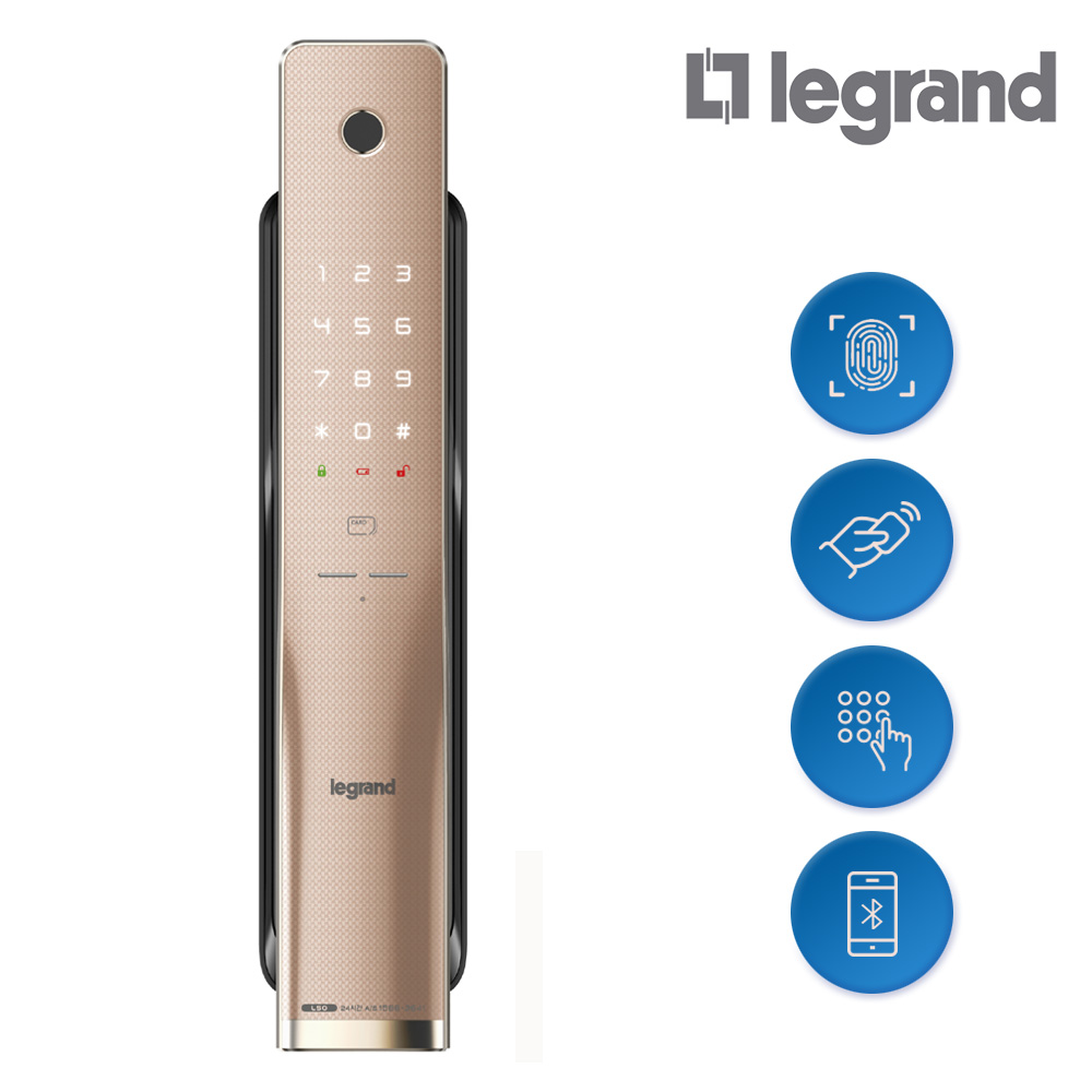 르그랑 L50 로즈골드 지문인식 푸시풀 도어록 지문+카드키4개+번호키 블루투스 와이파이(옵션) [안으로 열리는 문 설치가능] 0초바로잠금 푸시바잠금 푸쉬풀 현관문 디지털도어락, L50 로즈골드, 고객직접설치 368,000원