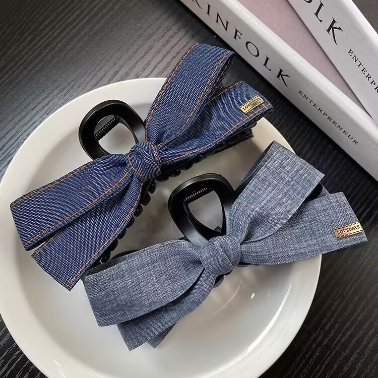 14cm리본 패브릭 빅사이즈 왕 여성 헤어 집게핀 대형 올림머리 반묶음 머리집게 머리핀 8,980원