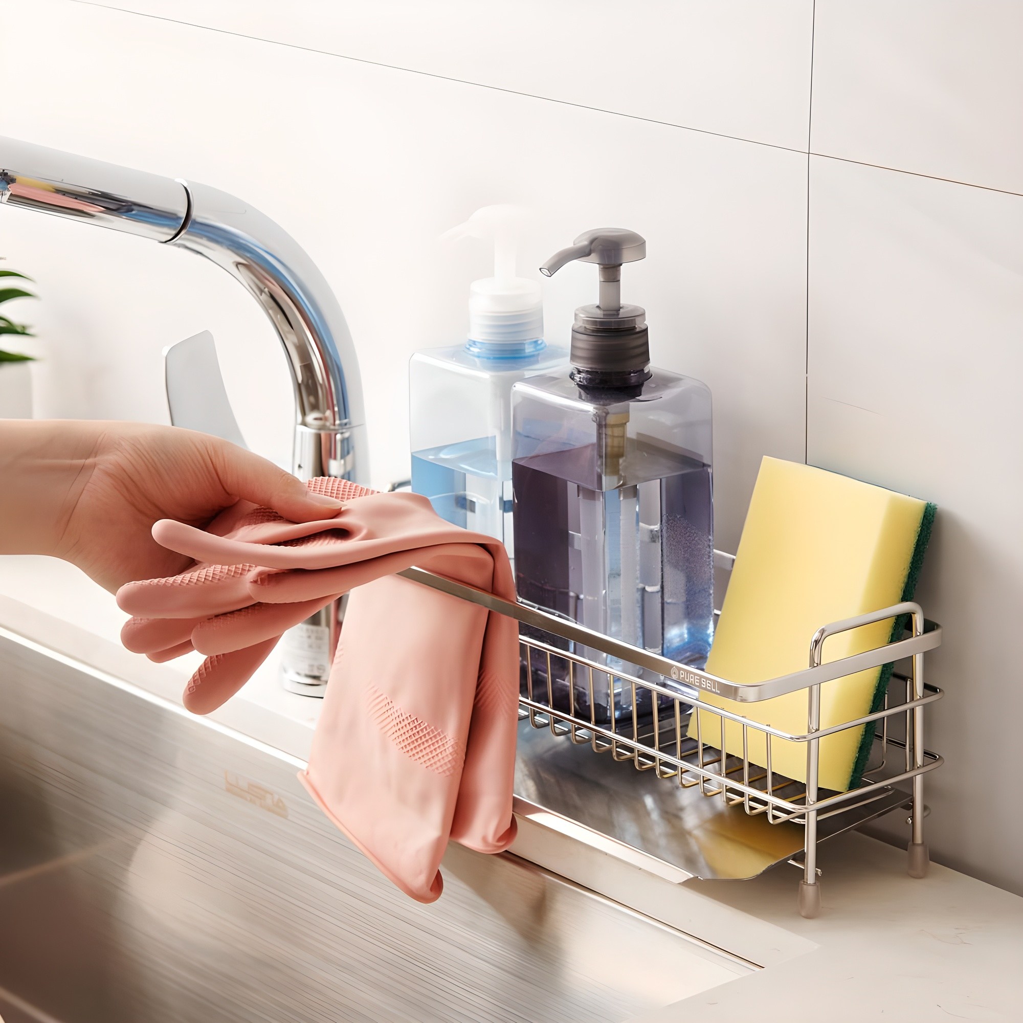 퓨어셀 프리미엄 스테인리스 30cm 와이드 수세미 거치대 25,190원