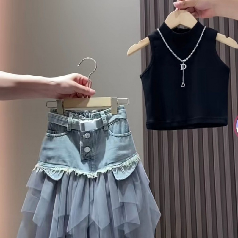 해피유통 어린이 패션 민소매 탑과 레이어드 스커트 세트 개성 있는 트렌디 스타일 14세 이상 XG08 35,220원