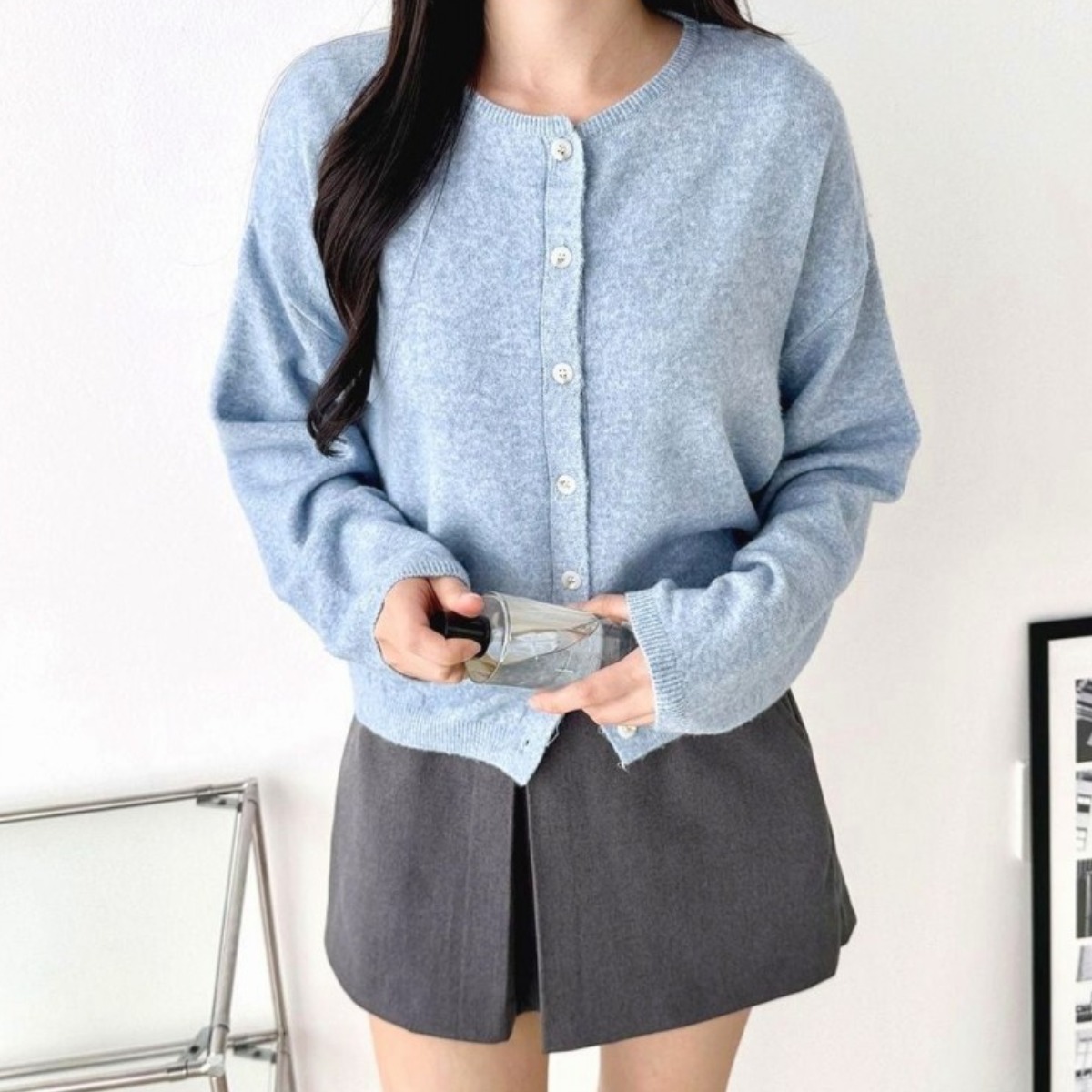 단추 여자 데일리 10컬러 니트 루즈핏 라운드넥 깔끔한 가디건 48,410원