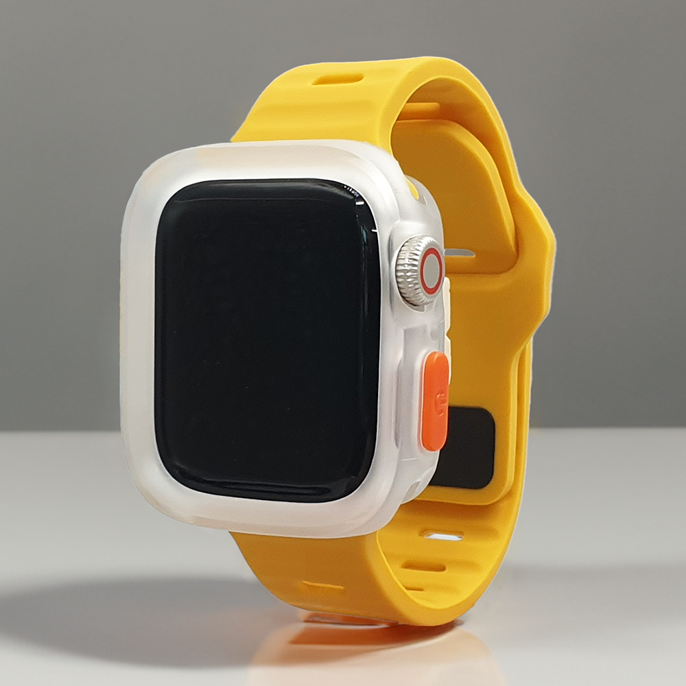 [스트랩+케이스세트] 올리스트 애플워치 실리콘 스트랩 케이스 세트 AW01, 옐로우 10,800원