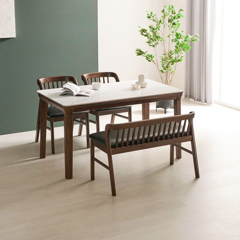 라로퍼니처 허그 1400 포세린 통 세라믹 4인 고무나무 원목 식탁 세트 433,000원