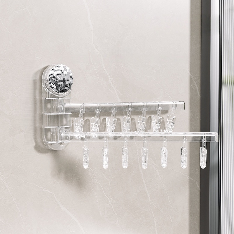 흡착식 접이식 옷걸이 180도 회전 빨래걸이 양말 속옷 거치대 다용도 수납, 투명 2단 24,980원