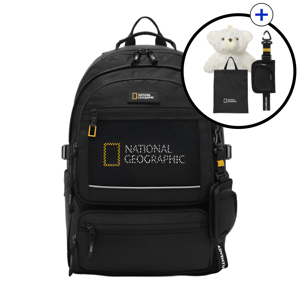 [국내매장판] 2025 내셔널지오그래픽 리플 백팩 미니 파우치 보조가방 블랙,베이지,아이보리+ 곰돌이 키링 139,000원