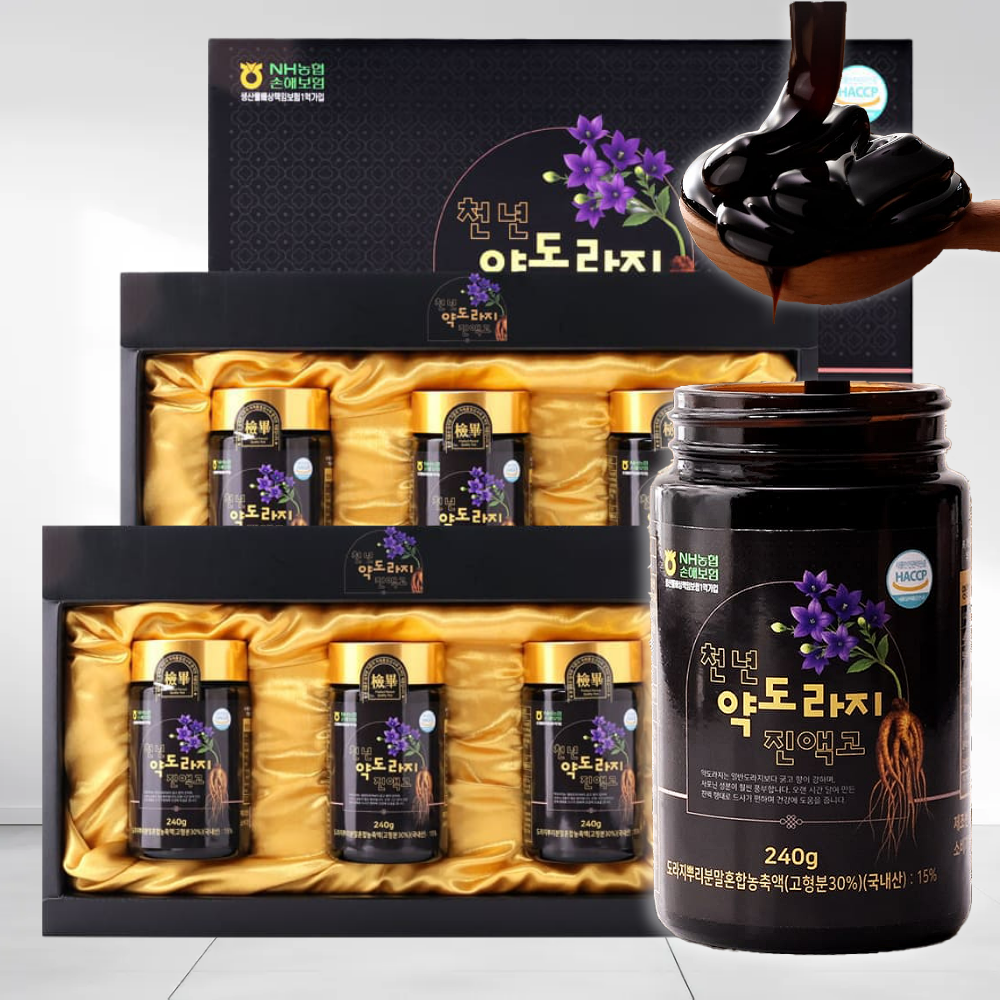 [홈쇼핑 정품] 천년 약도라지 진액고 선물세트 대용량 3년근 약도라지청 국내산, 240g, 6개 77,600원