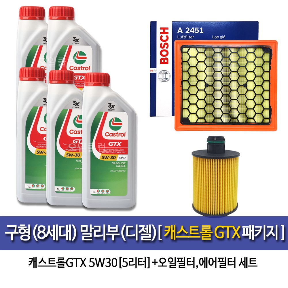 캐스트롤 구형8세대 말리부2.0(디젤)캐스트롤GTX(5L) 엔진오일 OEM오일필터-A2451 50,900원