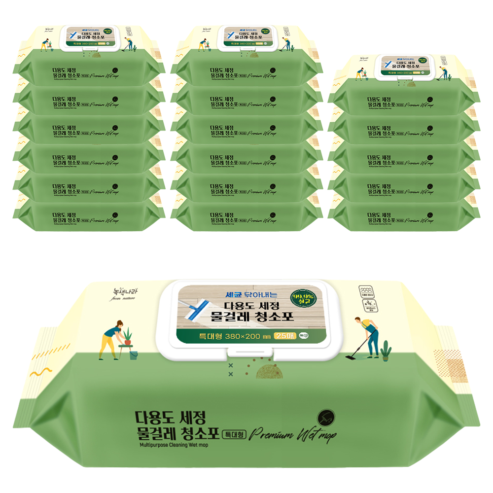 녹색나라 다용도 세정 물걸레 청소포 캡형 25매, 18개 52,500원