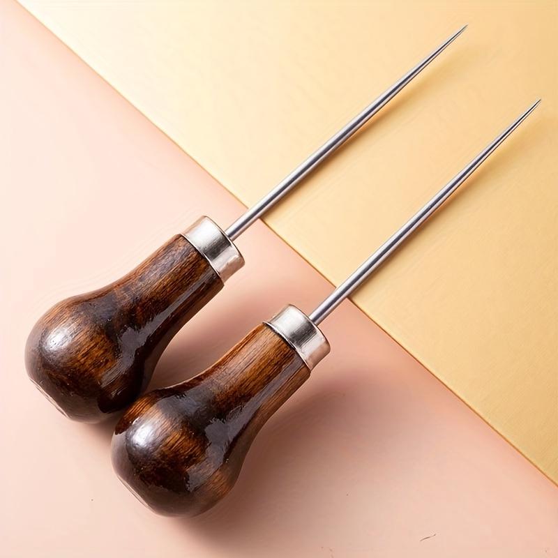 수공예 작업용 가죽 펀칭 송곳 원목 손잡이 금속 팁 도구 2개 세트 6,900원