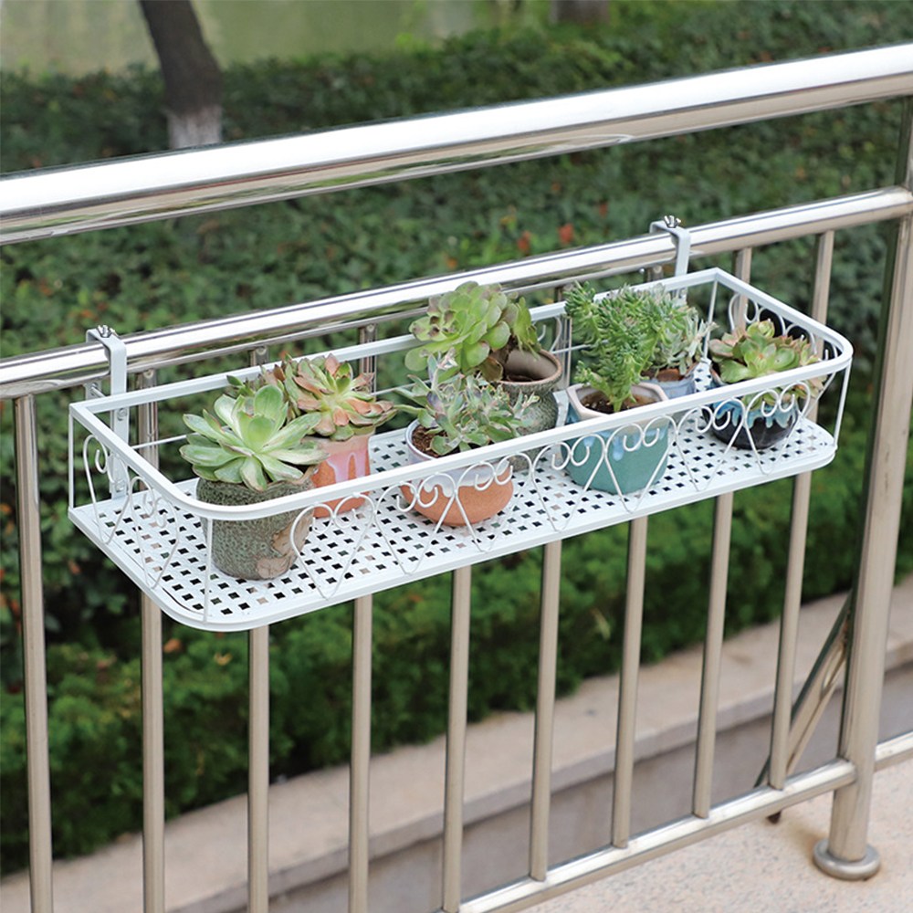 HK.sell 라운드 베란다 화분걸이 난간 화분걸이 80 X 25CM -걸쇠 폭 조절 가능 3.5-7.5CM 사이 모든 난간에 적용 가능, 현재가 25,730원