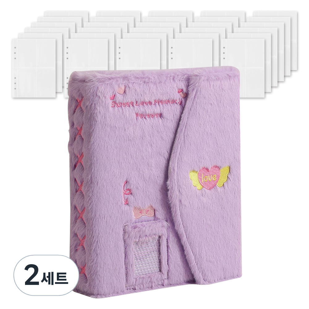 마다꾸미 콜렉트북 캐릭터 다이어리 포카 바인더 6공 + 속지 40p 세트, 바인더(퍼플), 2세트 31,000원