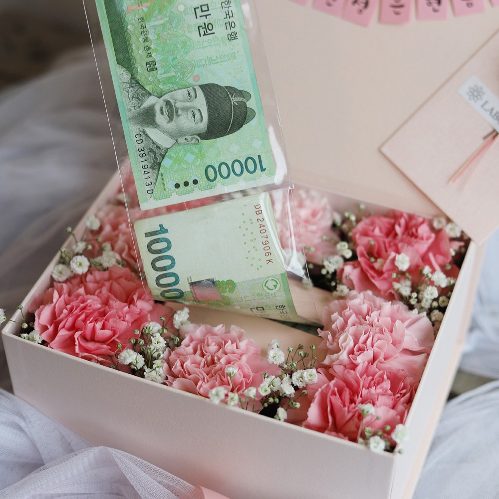 라봄플라워 생화100% 진짜꽃 용돈박스 어버이날 돈꽃상자 플라워박스 30,800원