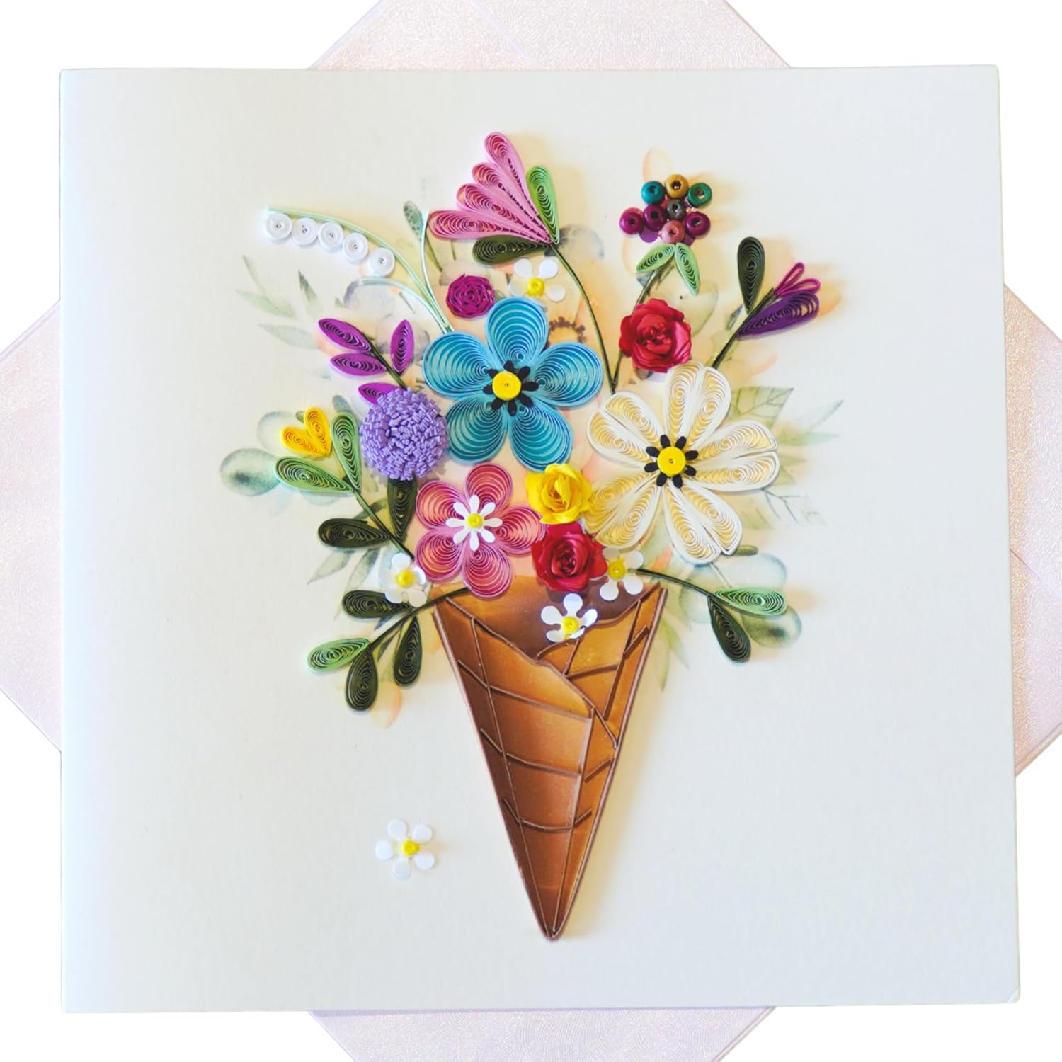 유니크 퀼링 카드 - 다채로운 꽃다발 디자인 생일 기념일 크리스마스 어버이날 감사합니다 친구 및 사랑하는 사람들을 위한 핸드메이드 인사말 27,090원