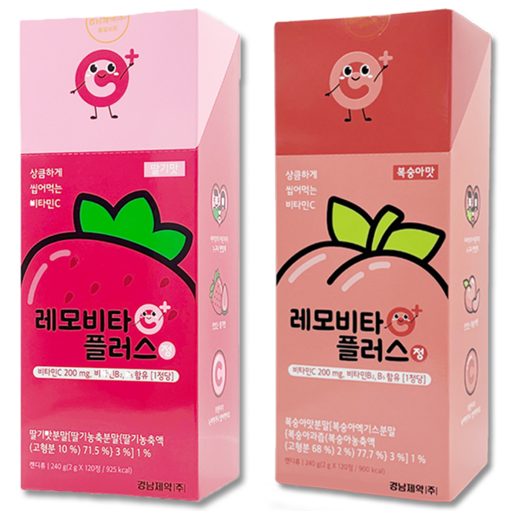 경남제약 레모비타플러스정 딸기맛+복숭아맛 세트 어린이건강간식 13,900원