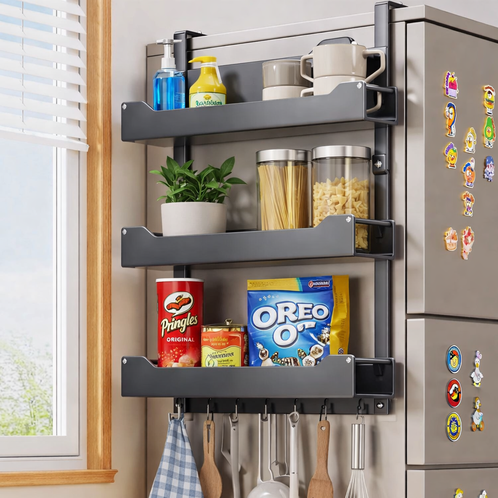 세탁기 냉장고 무타공 선반 사이드 틈새 공간 활용 다용도 수납 선반, 1개, 그레이 35,500원