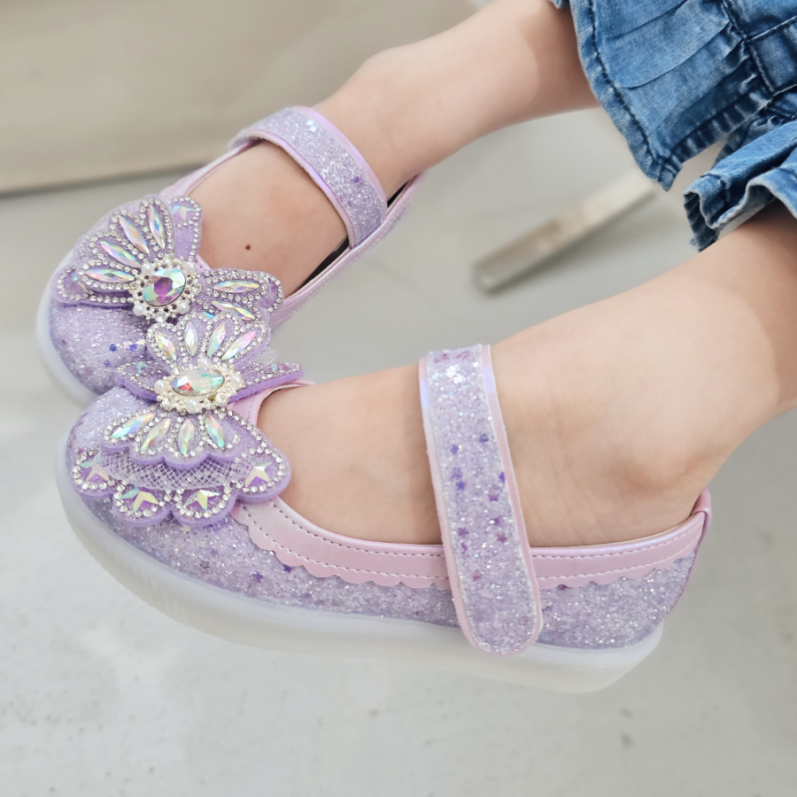 프롬베베 여아용 샐리 큐빅 글리터 LED 구두 슬립온 39,900원