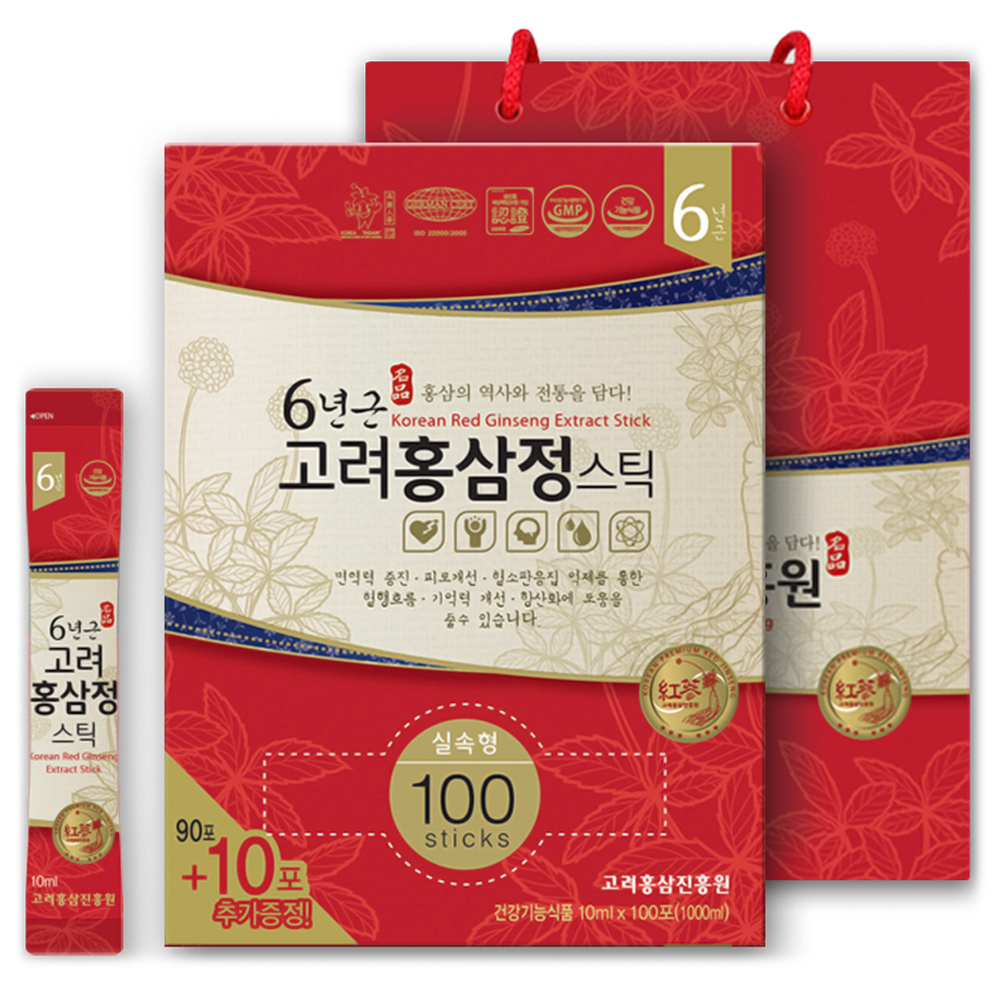 고려홍삼진흥원 6년근 고려홍삼정 스틱, 10g, 100개, 현재가 54,900원