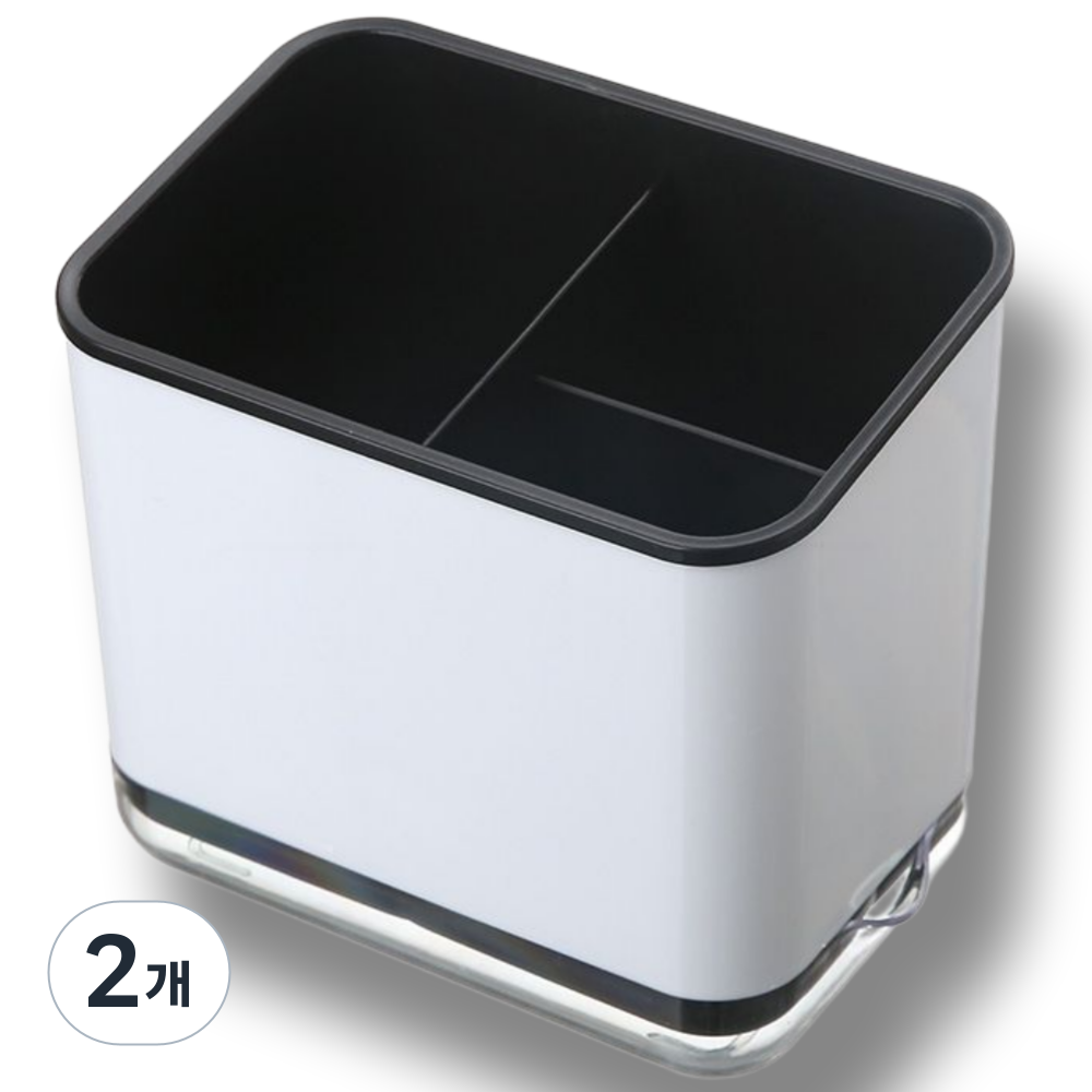 살림하루 물빠짐굿 분리 보관 3구 수저통, 2개, 블랙 16,090원