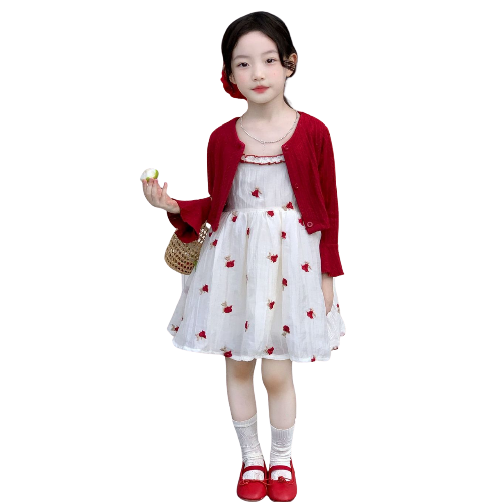 상상키즈 봄소풍 로맨틱 플라워자수 여아 원피스 가디건 세트 40,680원