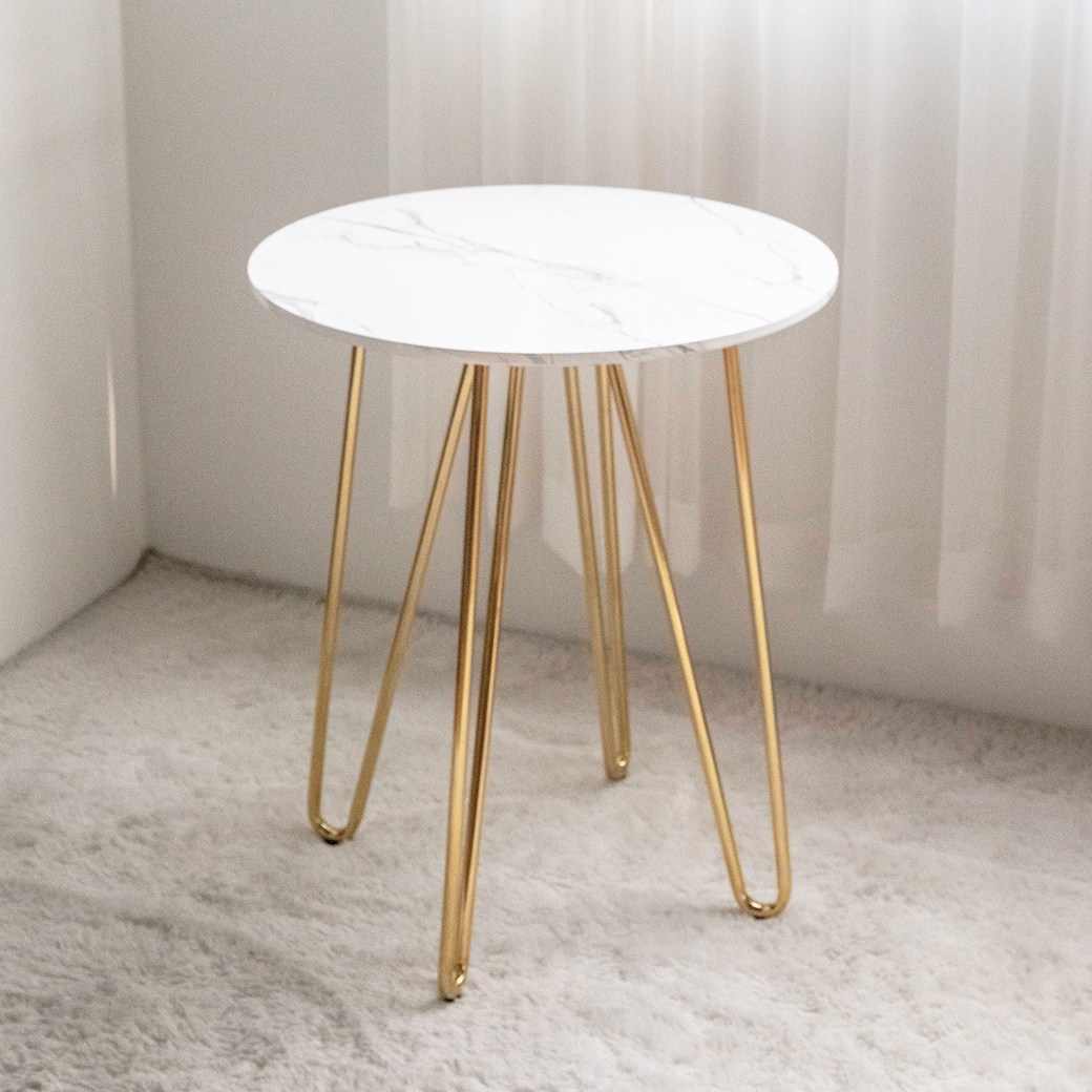 인블루 마블테이블 화이트 카페 인테리어 티테이블 600, 골드 45,000원