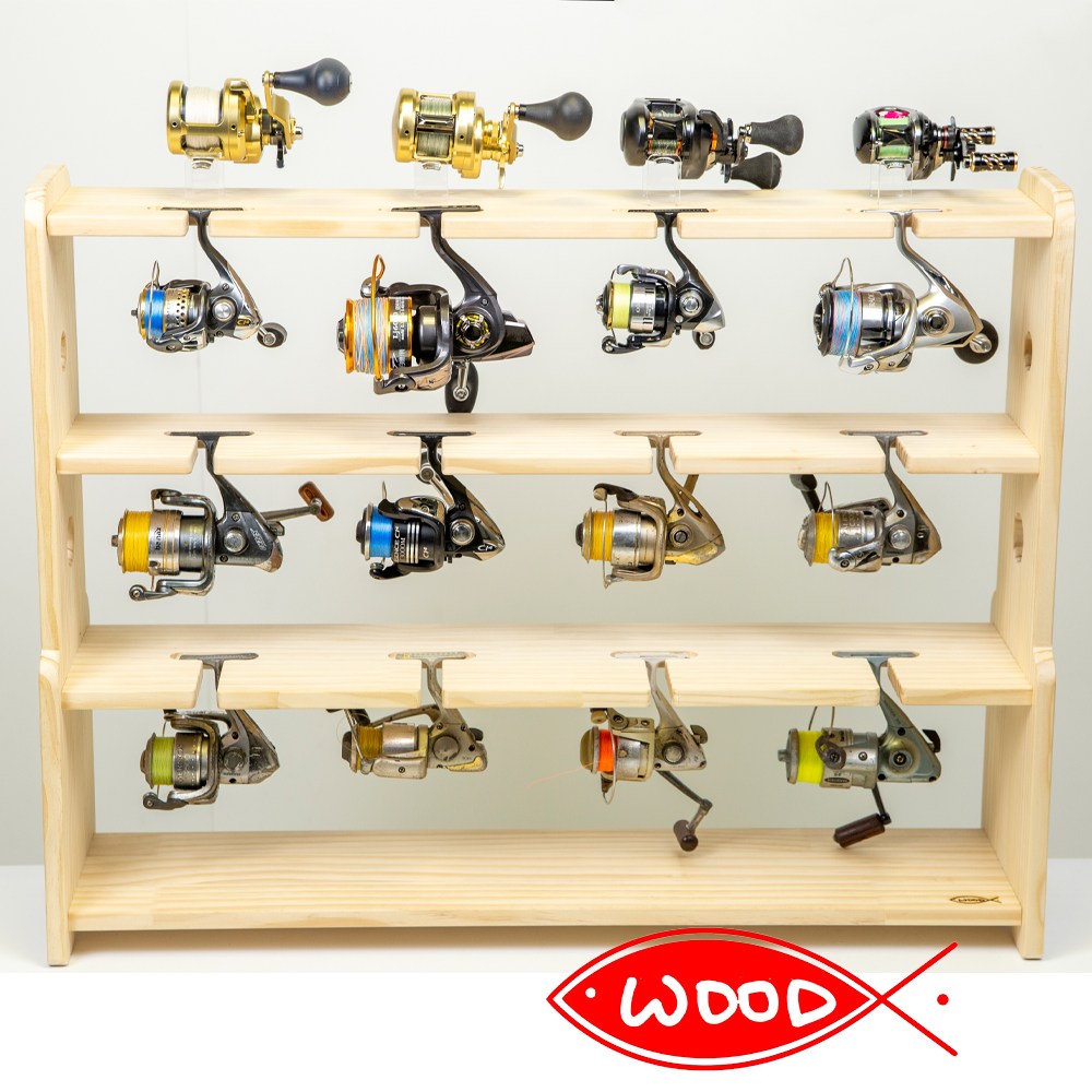 원목 낚시대 스탠드형 릴거치대 16구 (스피닝릴12구,베이트릴4구), 단일색상 59,500원