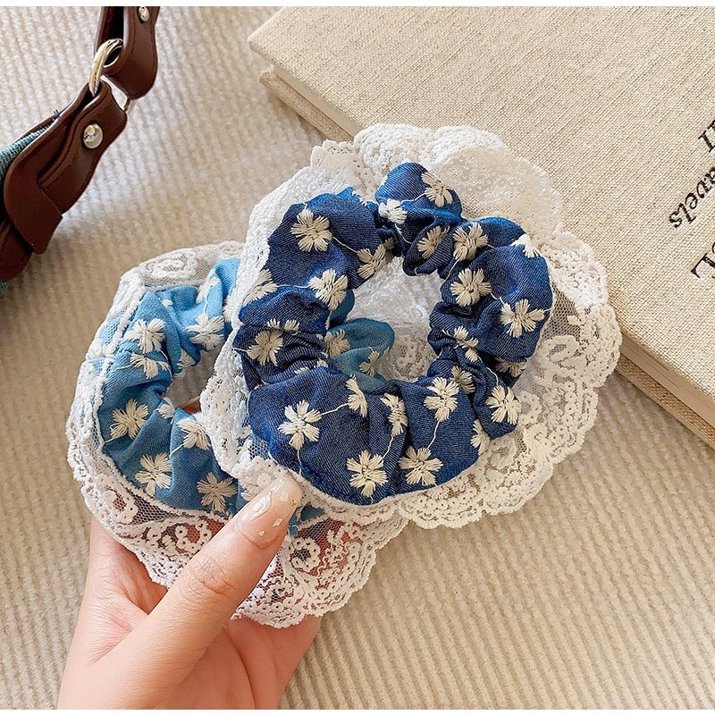 코지웨이브 고급스러운 꽃자수 곱창머리끈 2종세트 3,500원