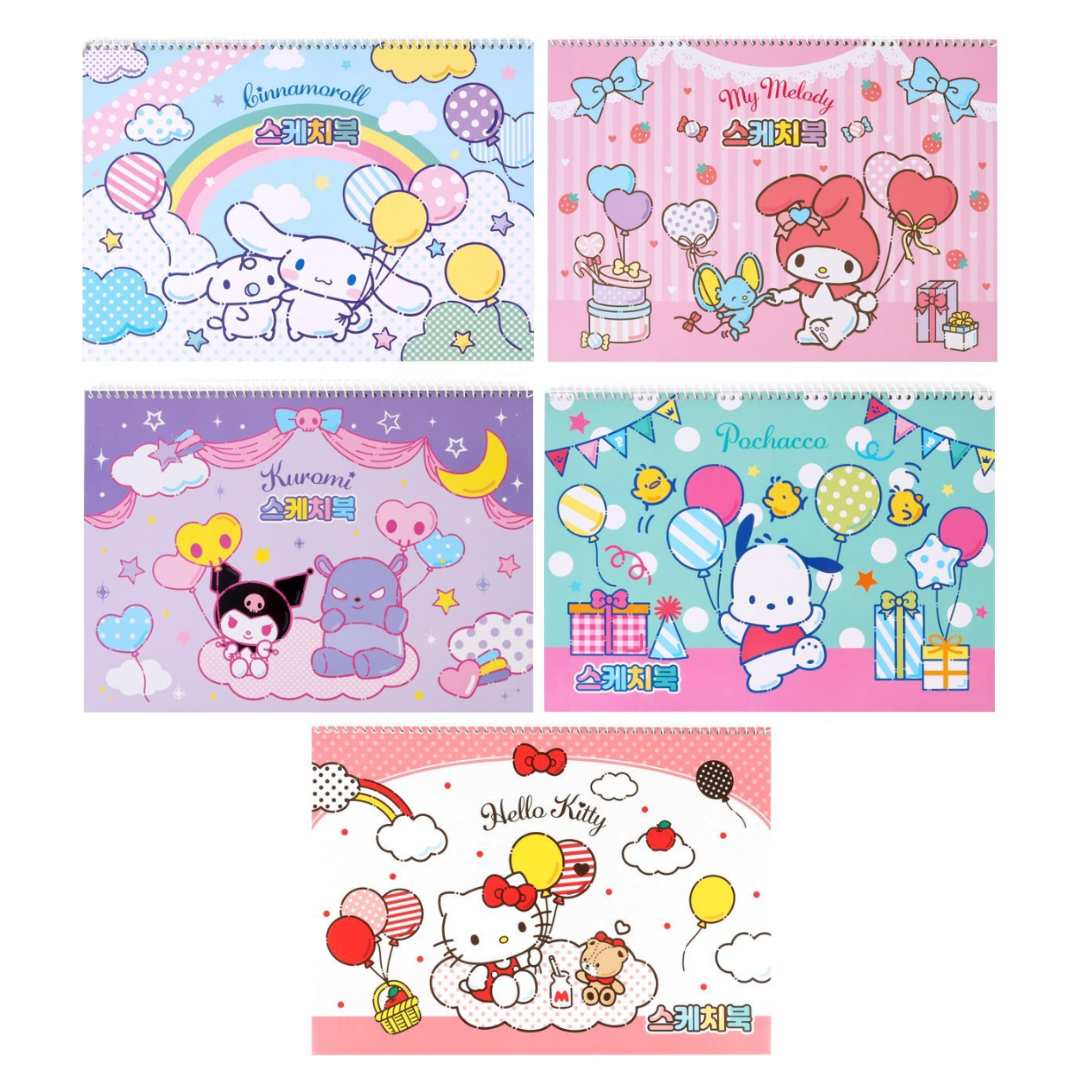 키오키 산리오 캐릭터 스케치북 시나모롤+포차코+헬로키티+마이멜로디+쿠로미 5종 1세트 8,900원