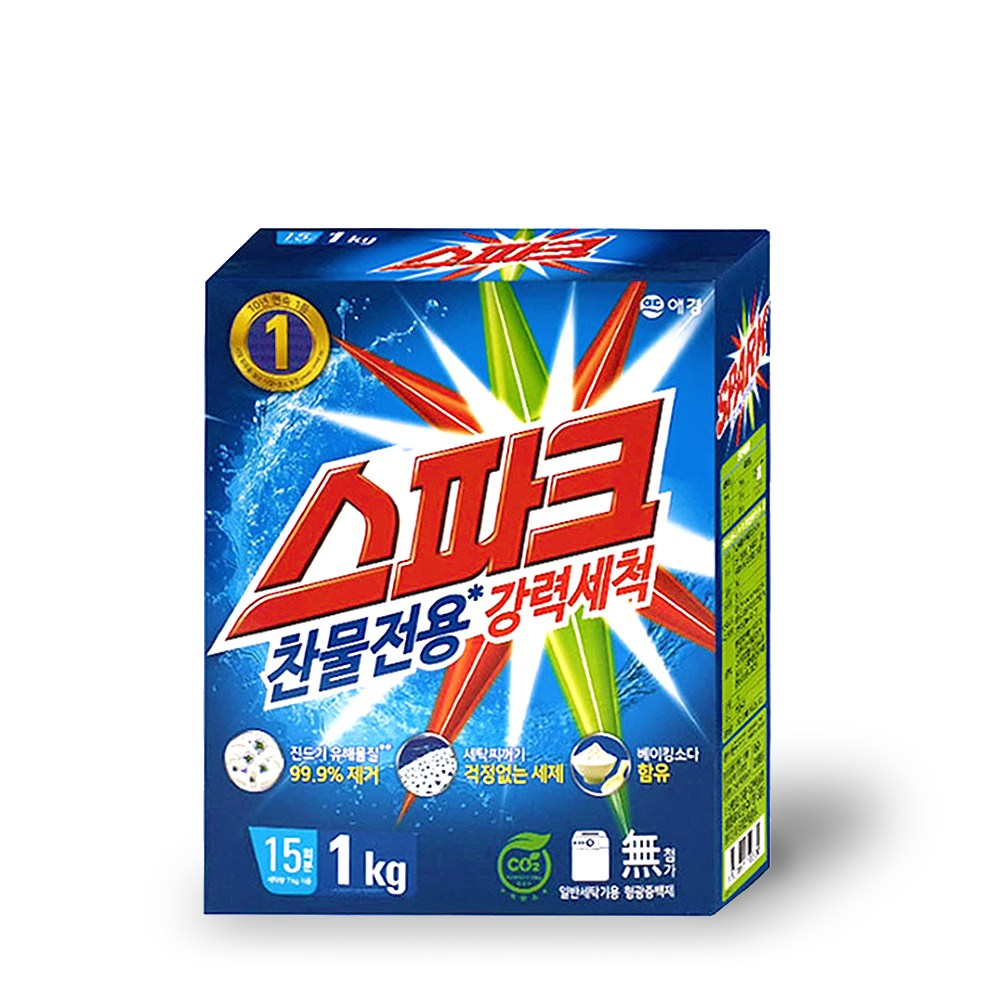 스파크 세탁세제 1kg 혼족을 위한 소포장 분말세제 찬물전용, 1kg, 1개 2,900원