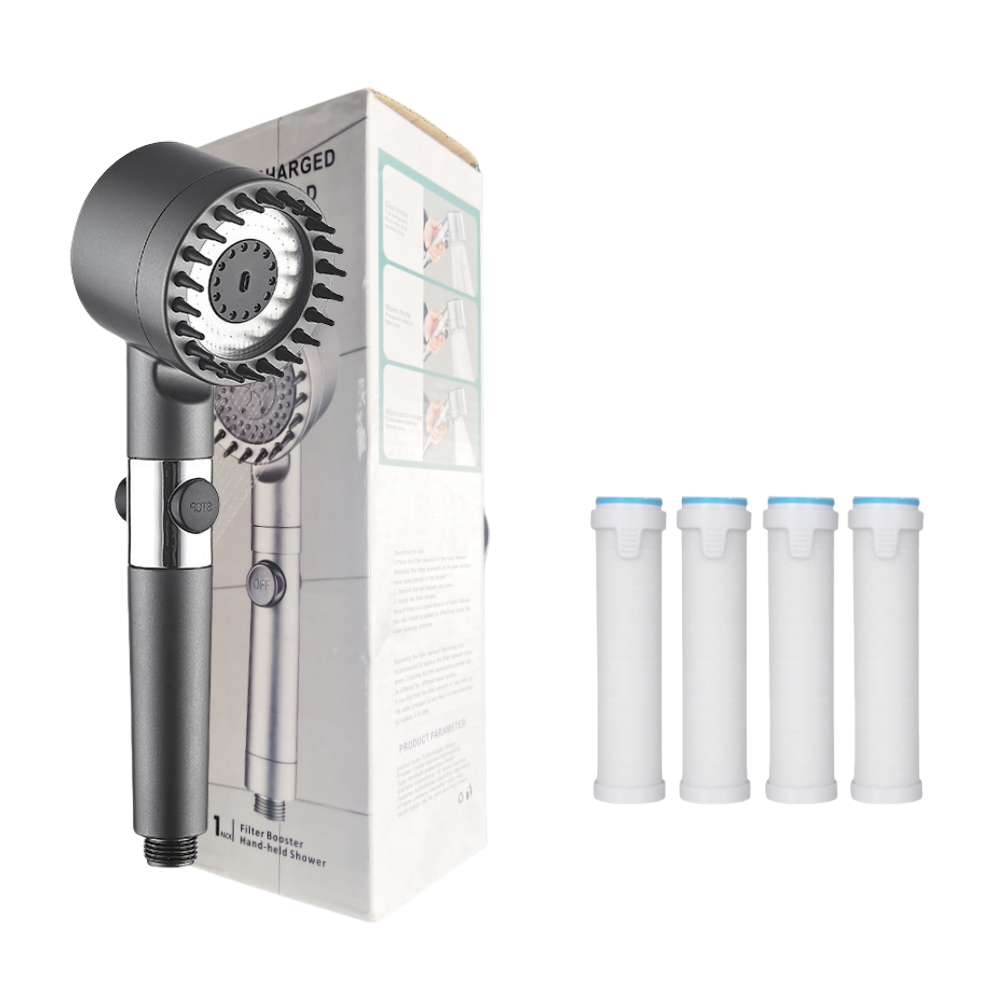 다기능 수압상승 필터 샤워기헤드+리필 필터 4p, 회색, 1개 17,900원