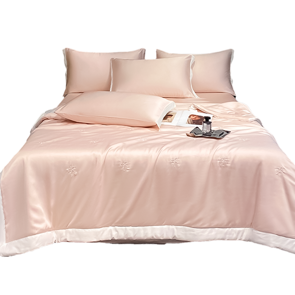 LX0310 포스니 리본포인트 실크인견 차렵이불+베개커버 2장 여름이불세트 35,600원