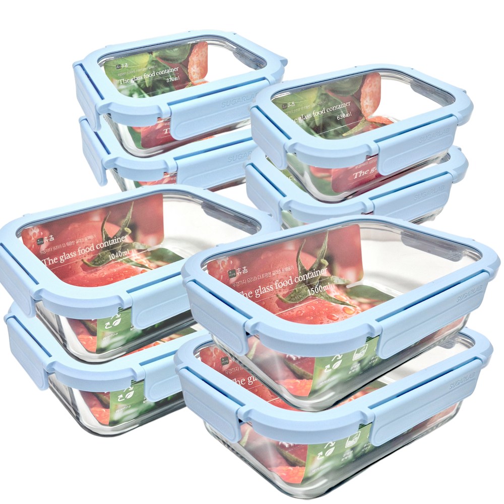 휴홈 더 투명한 바이오 글라스 유리 밀폐용기 4종 세트 밀프랩 용기 54,900원