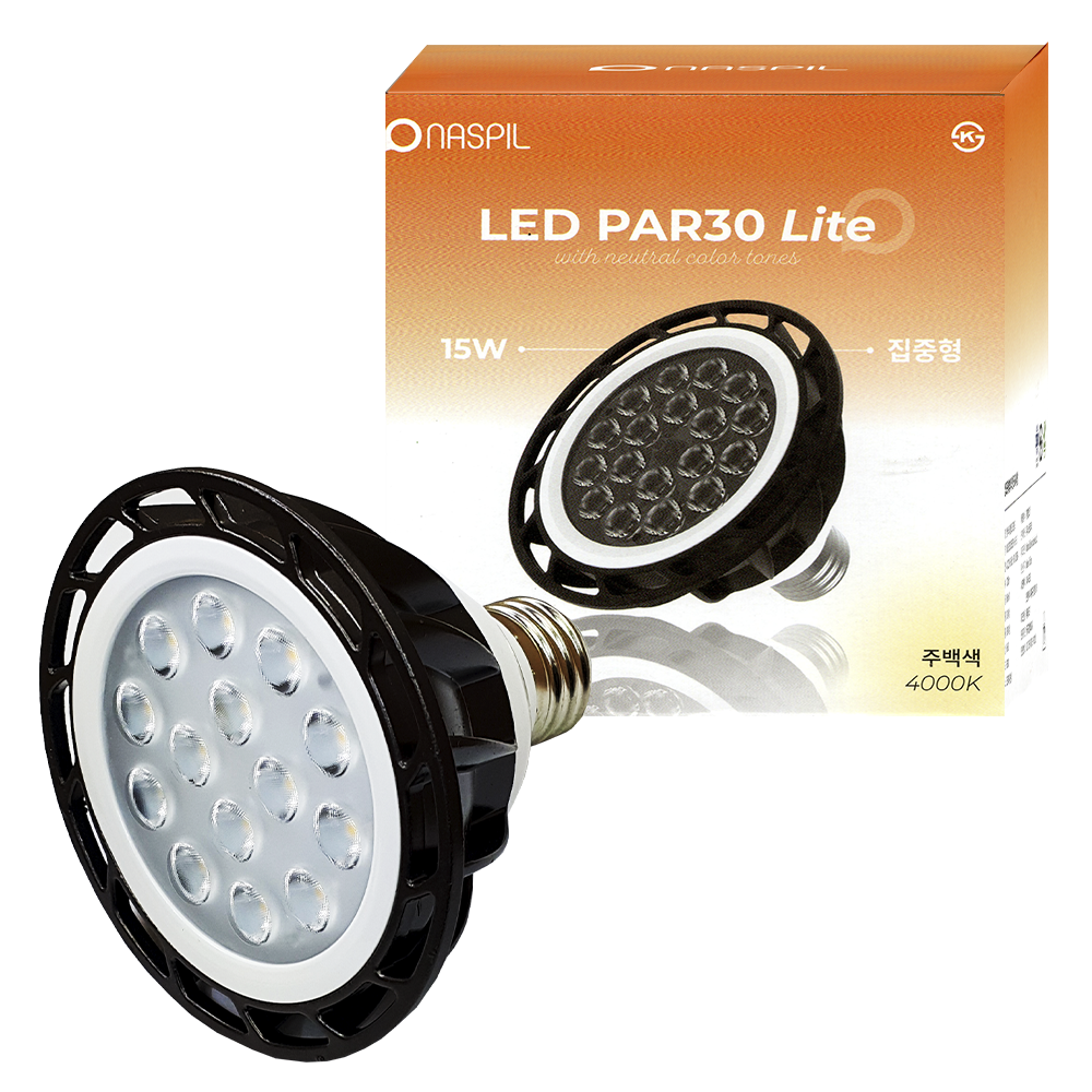 나스필 PAR30 집중형 LED 전구 15W E26 카페등 매장등 레일등 인테리어 조명 교체용, 주백색, 10개 50,000원