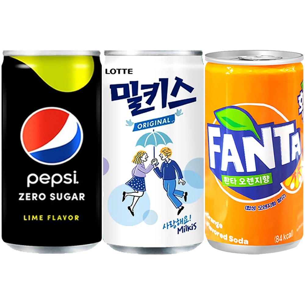 Yotta 미니캔음료 펩시제로+밀키스+환타 각 30캔씩 탄산음료, 90개, 190ml 59,800원