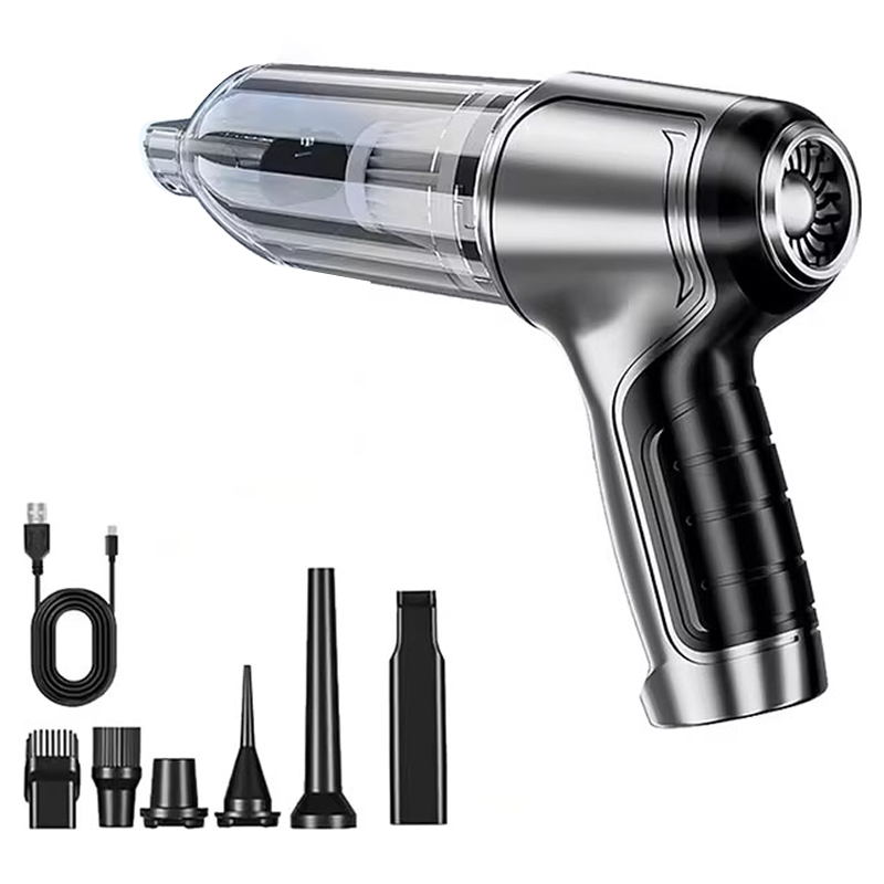 HELLOLEIBOO 차량용 무선 미니 송풍 흡입 겸용 청소기 + 교체용 노즐 6종 + 충전 케이블, 실버, HL-107 10,990원